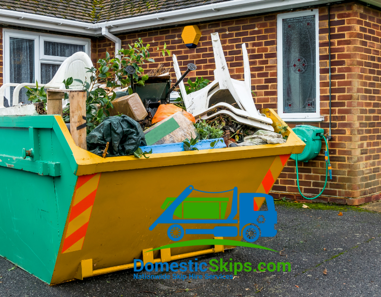 8-yard domestic waste skip hire in the UK, click here for skip prices and book an 8-yard skip online